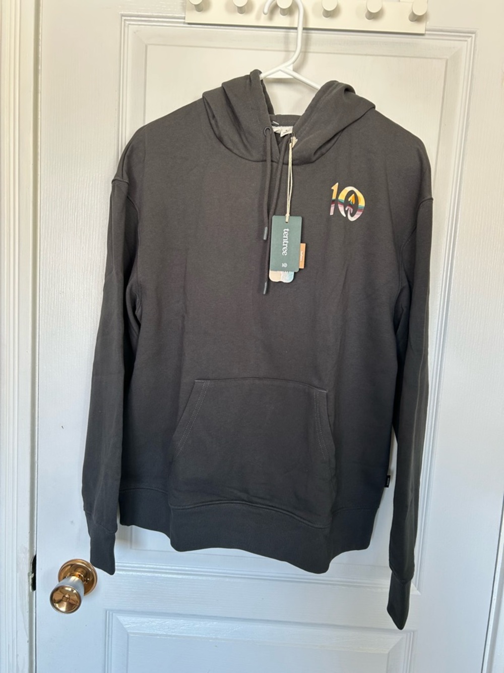 NWT Tentree Charcoal Gray Hoodie Pullover Sweatshirt - 10 Graphic Small